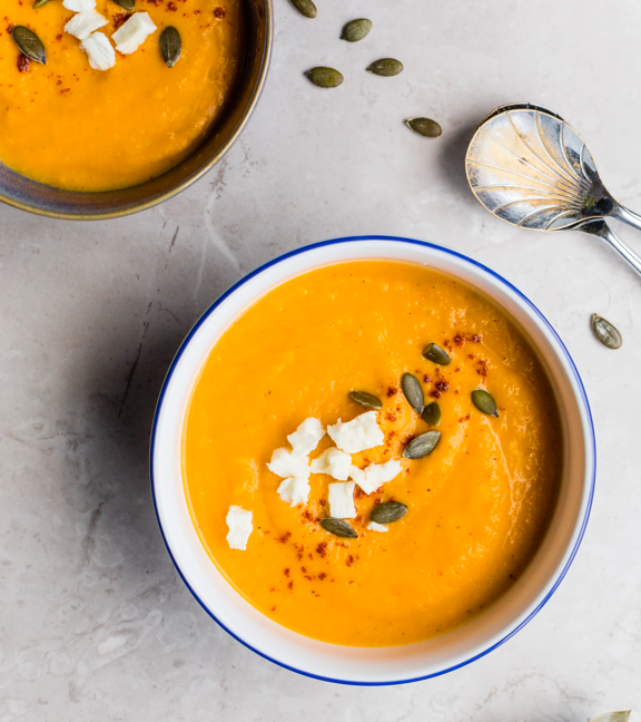 A bowl of pumpkin soup